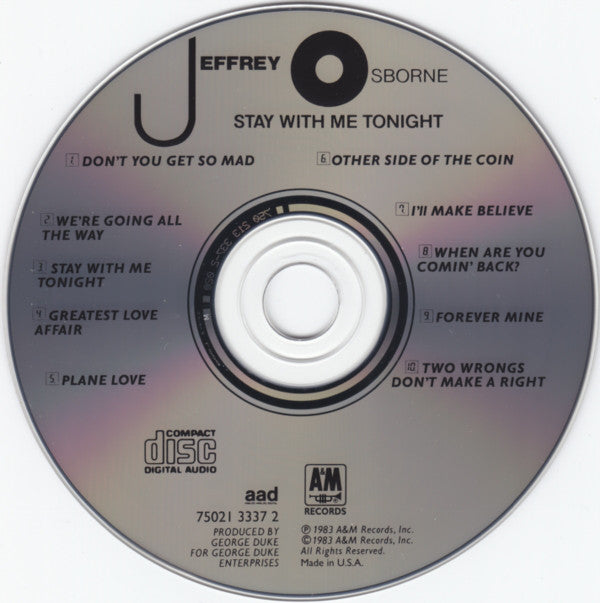 Jeffrey Osborne : Stay With Me Tonight (CD, Album, RE, RP)