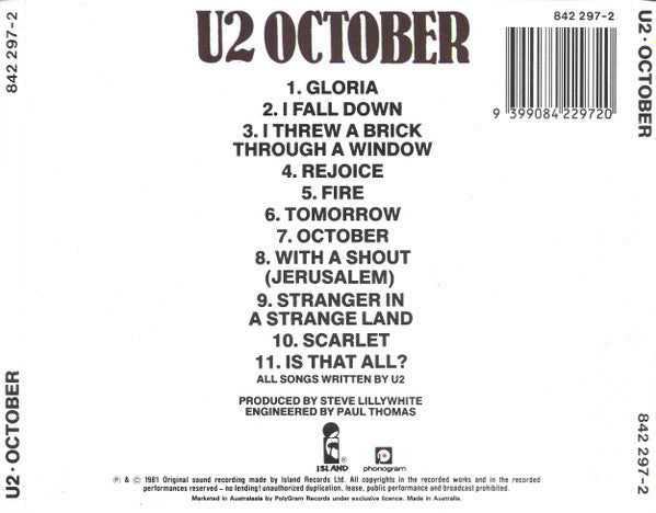 U2 : October (CD, Album, RE, PMI)