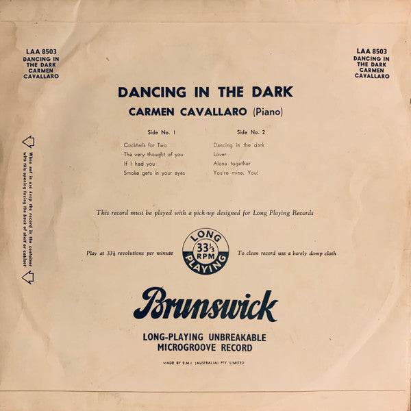 Carmen Cavallaro : Dancing In The Dark (10", Album, Mono)