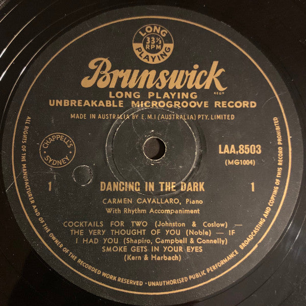 Carmen Cavallaro : Dancing In The Dark (10", Album, Mono)