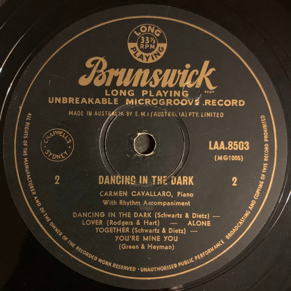 Carmen Cavallaro : Dancing In The Dark (10", Album, Mono)