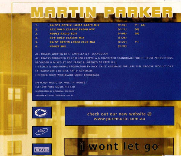 Martin Parker : I Won't Let Go (CD, Single)