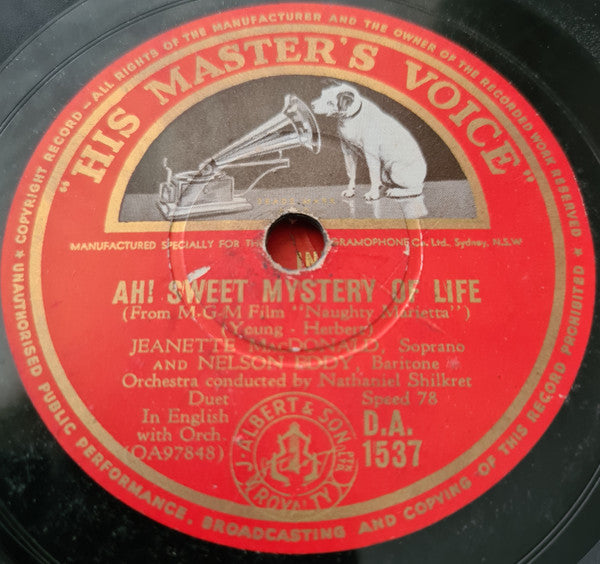 Jeanette MacDonald, Nelson Eddy : Indian Love Call / Ah! Sweet Mystery Of Life (Shellac, 10")