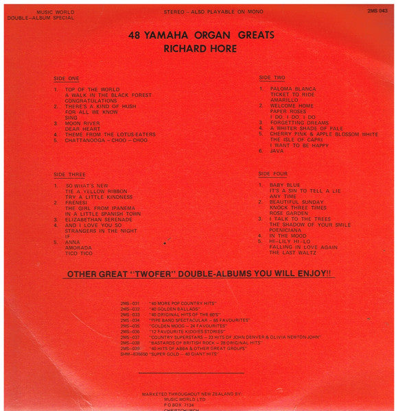 Richard Hore : 48 Yamaha Organ Greats (2xLP, Album, Comp)