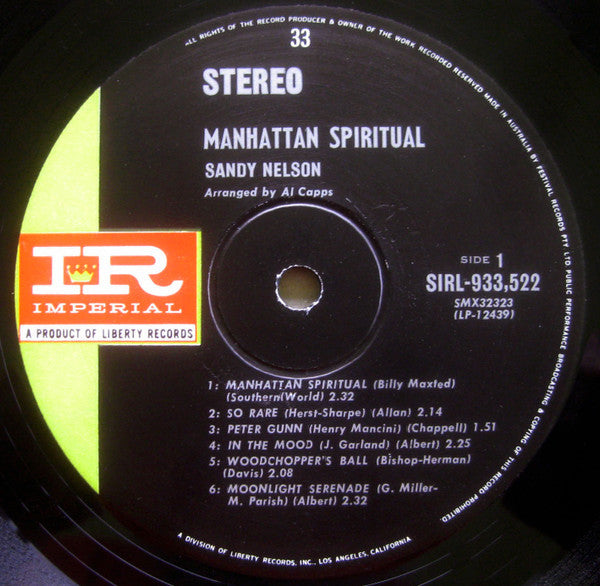 Sandy Nelson : Manhattan Spiritual (LP, Album)