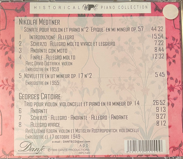 Nikolai Medtner / Georgy Catoire - Alexander Goldenweiser : Alexandre Goldenweiser (Volume III) (CD, Comp, RE)