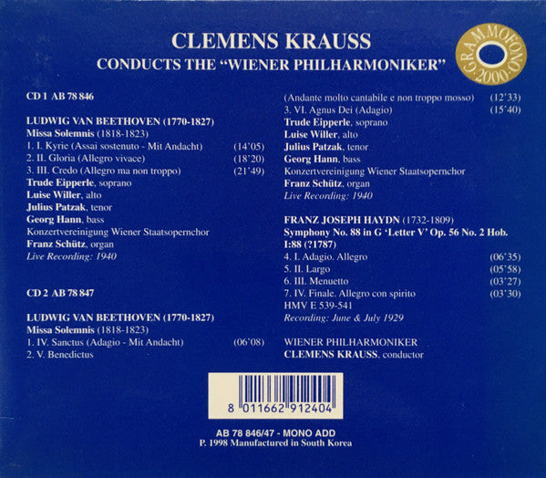Beethoven*, Haydn*, Wiener Philharmoniker, Clemens Krauss : Clemens Krauss Conducts The "Wiener Philharmoniker" (2xCD, Comp, Mono, Box)