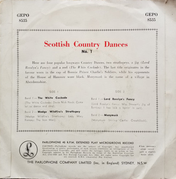 Jimmy Shand And His Band : Scottish Country Dances Nº1 (7", EP, Ext)