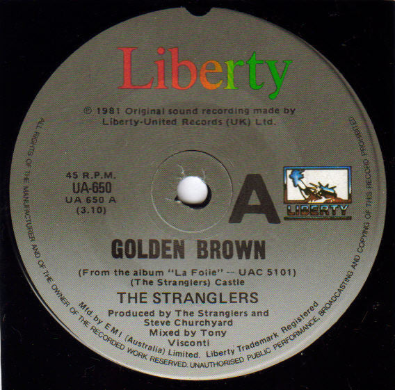 The Stranglers : Golden Brown (7", Single)