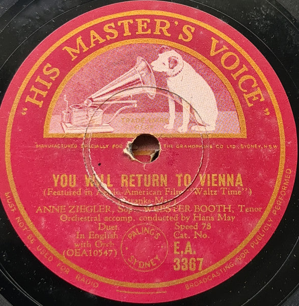 Anne Ziegler & Webster Booth : Land Of Mine / You Will Return To Vienna (Shellac, 10")
