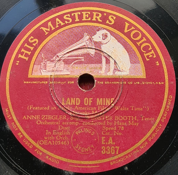 Anne Ziegler & Webster Booth : Land Of Mine / You Will Return To Vienna (Shellac, 10")