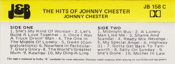Johnny Chester : The Hits Of Johnny Chester (Cass, Comp)