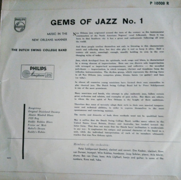 Dutch Swing College Orchester* : Gems of Jazz No. 1 (10", Album, RP)