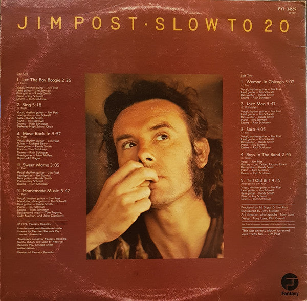 Jim Post : Slow To 20 (LP, Album, RP)