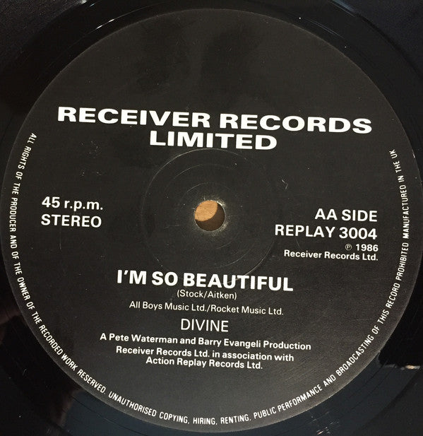 Divine : You Think You're A... Medley / I'm So Beautiful (12")