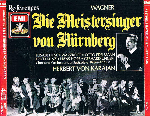 Richard Wagner - Elisabeth Schwarzkopf · Otto Edelmann · Erich Kunz · Hans Hopf · Chor der Bayreuther Festspiele Und Orchester der Bayreuther Festspiele · Herbert Von Karajan : Die Meistersinger Von Nürnberg (4xCD, Album, Mono, RE)