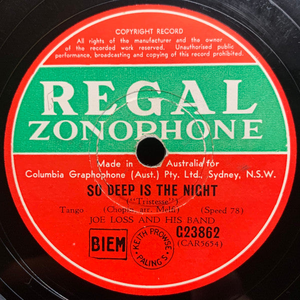 Joe Loss And His Band : Begin The Beguine / So Deep Is The Night (Shellac, 10", RE)