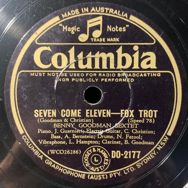 Benny Goodman Sextet : Seven Come Eleven / Shivers (Shellac, 10")