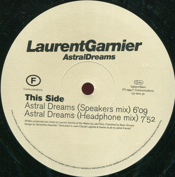 Laurent Garnier : Astral Dreams (12", S/Sided, Etch)
