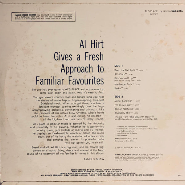 Al Hirt : Al's Place (LP)