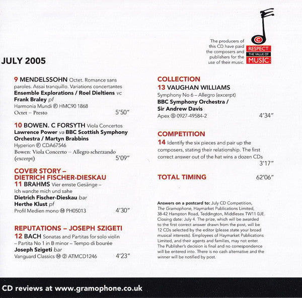 Various : Gramophone Editor's Choice: July 2005 (CD, Comp)