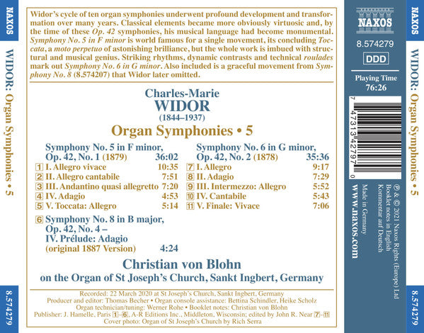 Widor*, Christian von Blohn : Organ Symphonies • 5 (CD, Album)