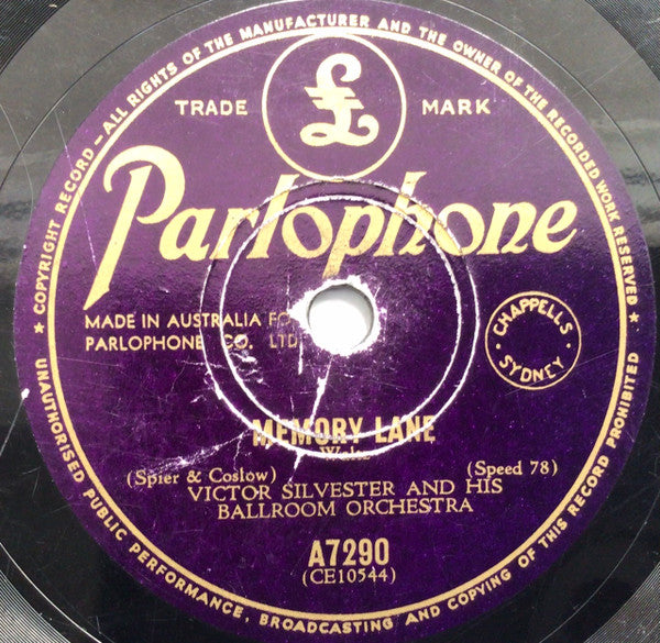 Victor Silvester and His Ballroom Orchestra : Sleepy Lagoon / Memory Lane  (Shellac, 10")