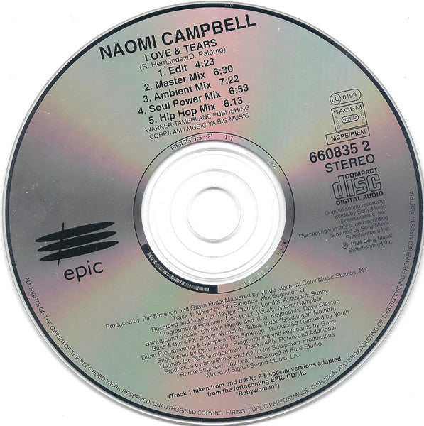 Naomi Campbell : Love And Tears (CD, Maxi)