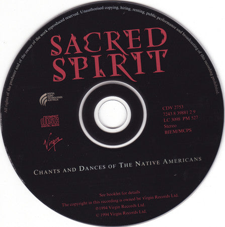 Sacred Spirit : Chants And Dances Of The Native Americans (CD, Album)