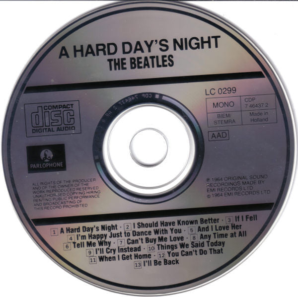 The Beatles : A Hard Day's Night (CD, Album, Mono, RE)