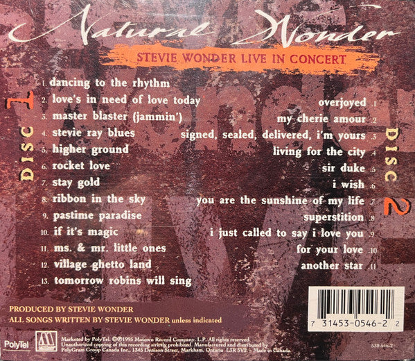 Stevie Wonder : Natural Wonder - Live In Concert (2xCD, Album)
