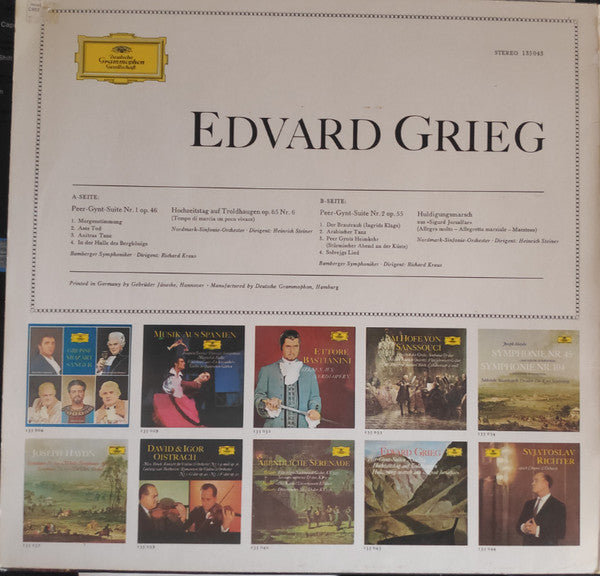 Edvard Grieg : Peer Gynt-Suiten Nr. 1 &. 2 / Hochzeitstag Auf Troldhaugen / Huldigugsmarsch Aus »Sigurd Jorsalfar« (LP, Comp)
