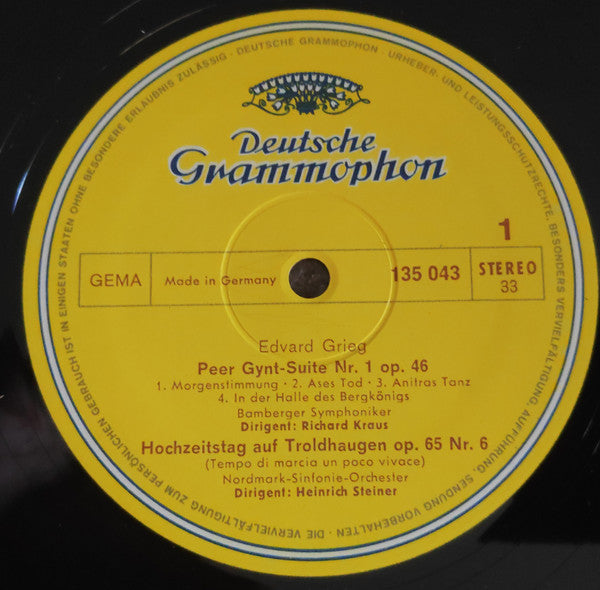 Edvard Grieg : Peer Gynt-Suiten Nr. 1 &. 2 / Hochzeitstag Auf Troldhaugen / Huldigugsmarsch Aus »Sigurd Jorsalfar« (LP, Comp)