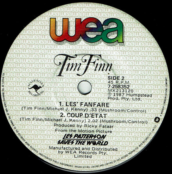 Tim Finn : You Saved The World (7", Single)