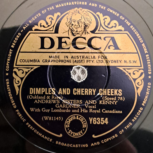 The Andrews Sisters, Bing Crosby, Kenny Gardner (2) : The Yodelling Ghost / Dimples And Cherry Cheeks (Shellac, 10", Mono)