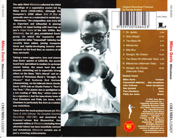 Miles Davis : Milestones (CD, Album, RE, RM)