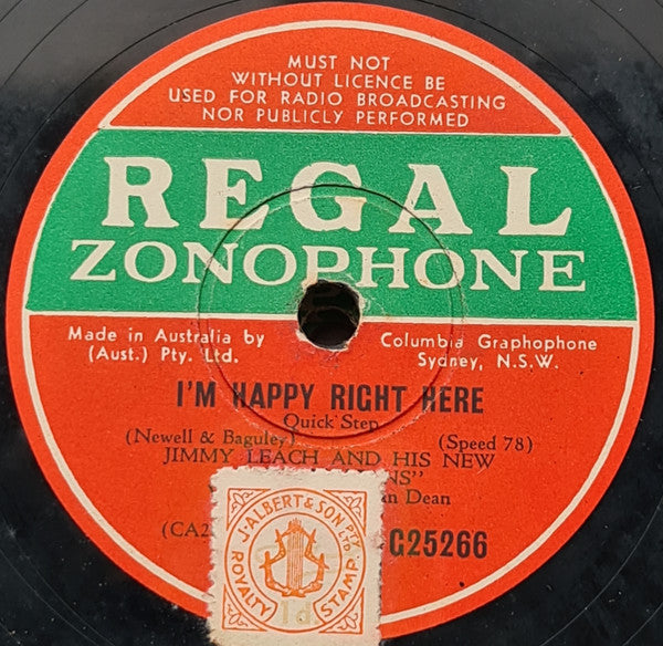 Jimmy Leach And His New Organolians : I'm Happy Right Here / Teresa (Shellac, 10")