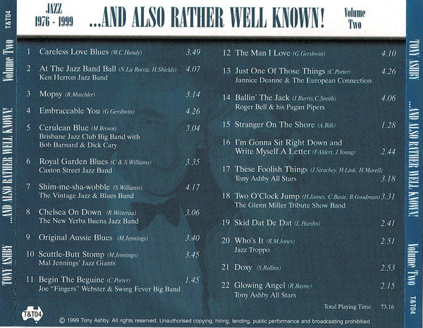 Tony Ashby : ...And Also Rather Well Known! Volume Two (CD, Comp)