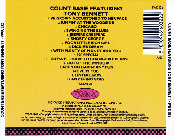 Count Basie Featuring Tony Bennett : Count Basie Featuring Tony Bennett (CD, Comp, RM)