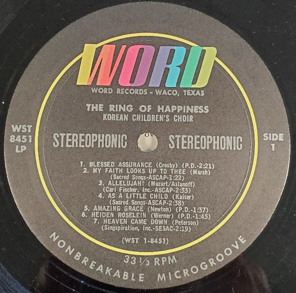 Korean Children's Choir : The Ring Of Happiness (LP, Album)