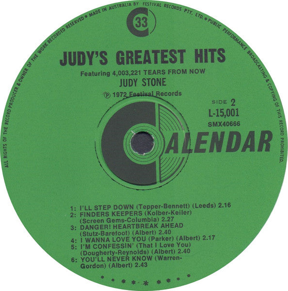 Judy Stone : Judy Stone's Greatest Hits (LP, Comp, RE)