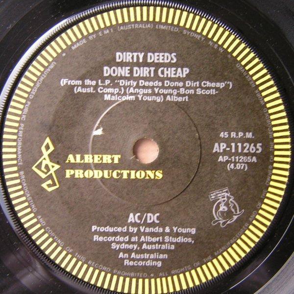 AC/DC : Dirty Deeds Done Dirt Cheap (7", Single)