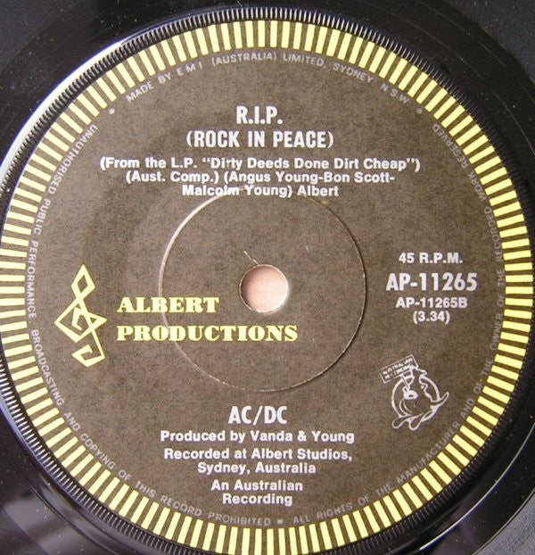 AC/DC : Dirty Deeds Done Dirt Cheap (7", Single)