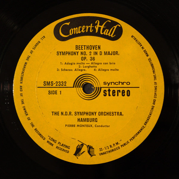 Ludwig van Beethoven, NDR Sinfonieorchester, Pierre Monteux : Symphony  No. 2  / Symphony  No. 4 (LP, Syn)