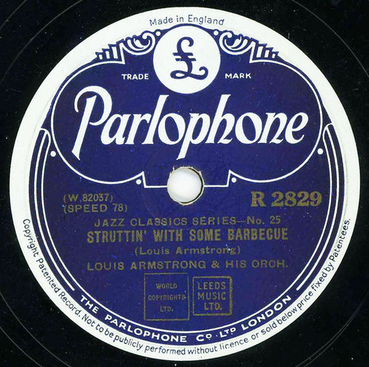 Louis Armstrong And His Orchestra : Struttin' With Some Barbecue / Lonesome Road (Shellac, 10", RP, DT)
