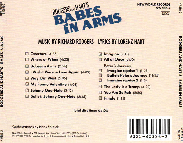Rodgers & Hart - Judy Blazer*, Gregg Edelman : Babes In Arms (CD, Album)