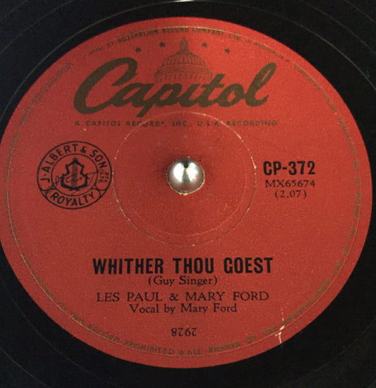 Les Paul & Mary Ford : Whither Thou Goest / Mandolino (Shellac, 10")