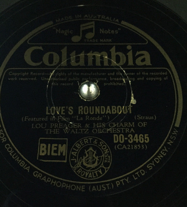 Lou Preager & His Orchestra : Love’s Roundabout / Longing For You (Shellac, 10")