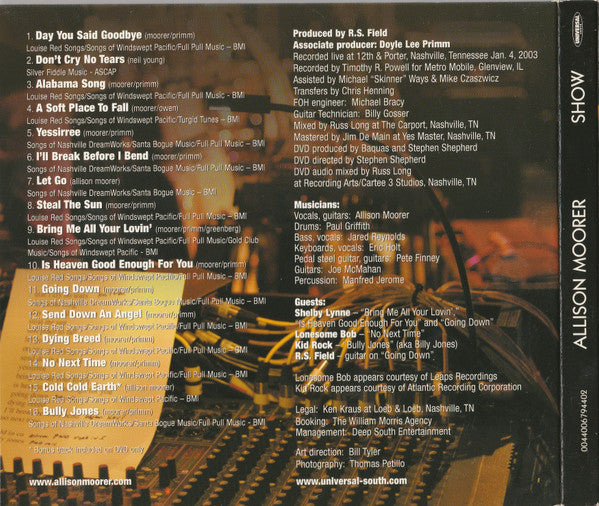 Allison Moorer : Show (CD, Album + DVD, NTSC)