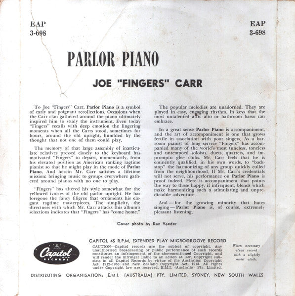 Joe "Fingers" Carr : Parlor Piano (7", EP)